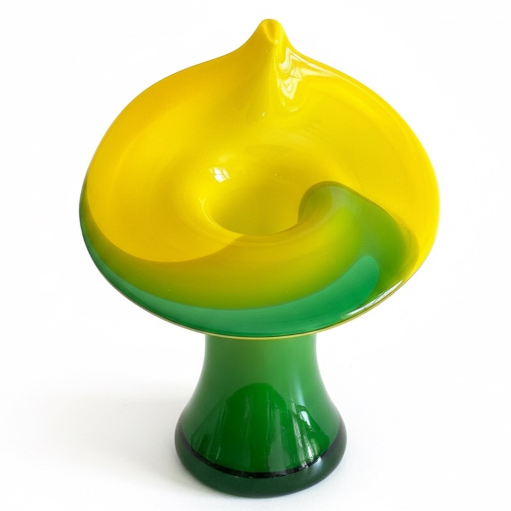 Murano Style Jack in the Pulpit Calla Lily Art Glass Vase Mid-Century 10.5” Tall